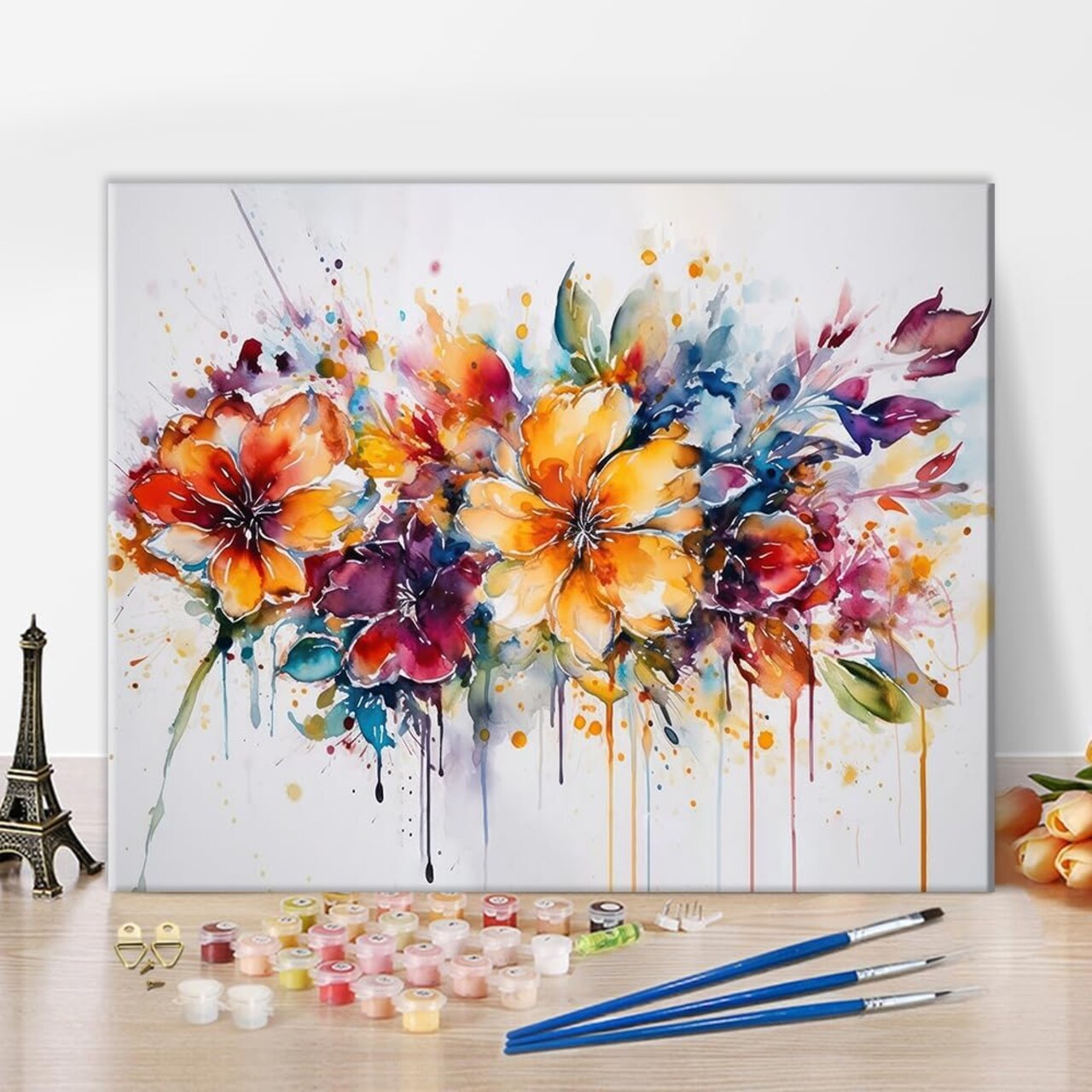 Paint by Number for Adults, Flowers Paint Number Kits, Abstract DIY Painting for Adults Colorful Flower Paint by Numbers 16x20 Inch Paint-by-Numbers Kits Arts Craft for Wall Decor